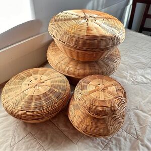 Handcrafted Woven Basket Set of 5 - Natural Brown